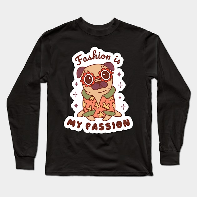 Stylish Fashion Pug Long Sleeve T-Shirt by Saschken